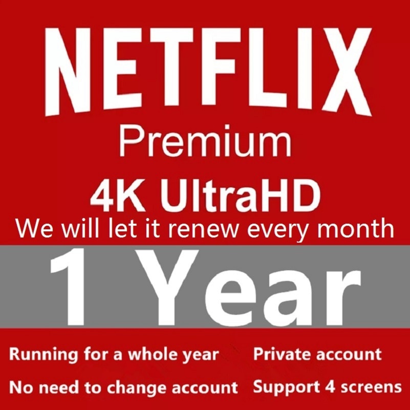 Original Neflix Account 1 Year Netflix 4K Premium Ultra HD Plan Support 4 Profile 1 Kid For Smart TV Phone TV stick Android bark