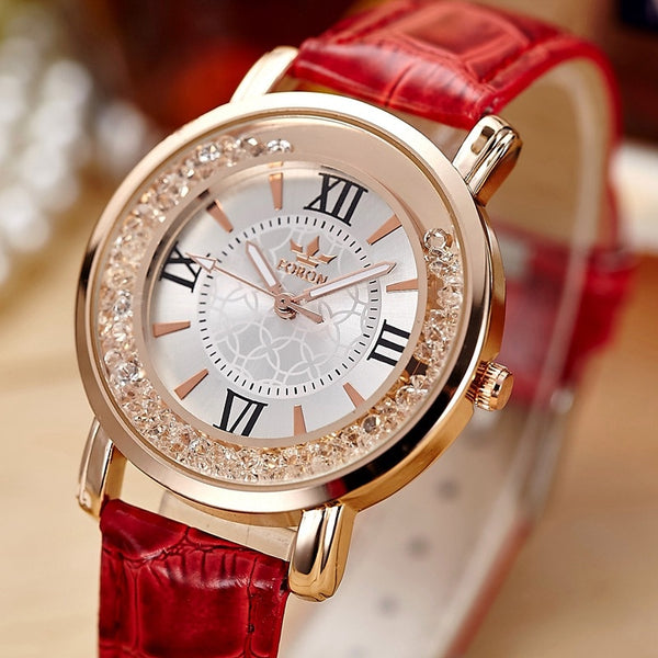 New Fashion Women Watches Leather Quartz Wristwatch Ladies Dress Rhinestone Watch Women Reloj Mujer Montre Femme Watches JY0491