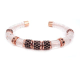 New Brand Watch Accessories Original Bracelets Rose Gold Color Brown CZ Tube & Red Stone Stringed Up Bangles For Men & Women