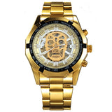 WINNER Steampunk Skull Auto Mechanical Watch Men Black Stainless Steel Strap Skeleton Dial Fashion Cool Design Wrist Watches