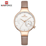 NAVIFORCE Women Fashion Blue Quartz Watch Lady Leather Watchband High Quality Casual Waterproof Wristwatch Gift for Wife 2019