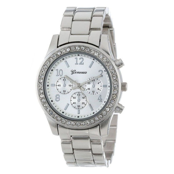 Fashion women's watches ladies wrist watches Faux Chronograph Quartz Plated Classic Round Ladies Women Crystals Watch