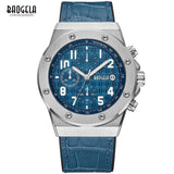 BAOGELA Men's New Quartz Watches 2019 Waterproof Chronograph Casual Luminous Wrist Watch Man Leather Strap Relogios 1805 Blue