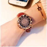 Fashion Alloy Belt Mesh Watch Unisex women's watches Minimalist Style flower relogio feminino Watch for women reloj mujer