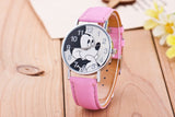New Women Watch Mickey Mouse Pattern Fashion Quartz Watches Casual Cartoon Leather Clock Girls Kids Wristwatch Relogio Feminino