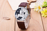 New Women Watch Mickey Mouse Pattern Fashion Quartz Watches Casual Cartoon Leather Clock Girls Kids Wristwatch Relogio Feminino