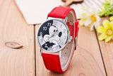 New Women Watch Mickey Mouse Pattern Fashion Quartz Watches Casual Cartoon Leather Clock Girls Kids Wristwatch Relogio Feminino