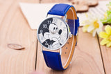 New Women Watch Mickey Mouse Pattern Fashion Quartz Watches Casual Cartoon Leather Clock Girls Kids Wristwatch Relogio Feminino