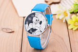 New Women Watch Mickey Mouse Pattern Fashion Quartz Watches Casual Cartoon Leather Clock Girls Kids Wristwatch Relogio Feminino