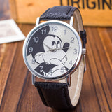 New Women Watch Mickey Mouse Pattern Fashion Quartz Watches Casual Cartoon Leather Clock Girls Kids Wristwatch Relogio Feminino