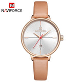 NAVIFORCE Women Watches Luxury Brand Lady Quartz Watch Women Fashion Casual Leather Strap Auto Date Dress Wristwatch reloj mujer