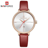 NAVIFORCE Women Watches Luxury Brand Lady Quartz Watch Women Fashion Casual Leather Strap Auto Date Dress Wristwatch reloj mujer