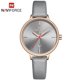 NAVIFORCE Women Watches Luxury Brand Lady Quartz Watch Women Fashion Casual Leather Strap Auto Date Dress Wristwatch reloj mujer