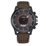 SOKI Men Watch Luxury Fashion Silica Gel Leather Quartz Analog watches men wrist watches day date relogios masculino