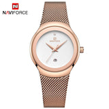 NAVIFORCE Luxury Brand Watch Women Fashion Dress Quartz Watch Ladies Full Steel Mesh Strap Waterproof Watches Relogio Feminino