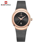 NAVIFORCE Luxury Brand Watch Women Fashion Dress Quartz Watch Ladies Full Steel Mesh Strap Waterproof Watches Relogio Feminino