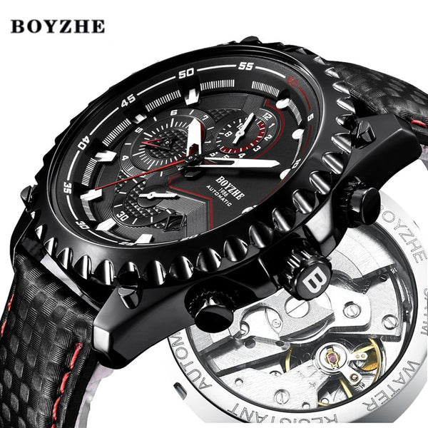 Men New Automatic Mechanical Watch Mens Top Luxury Brand Military Sports Leather Male Waterproof Wrist Watches Relogio Masculino
