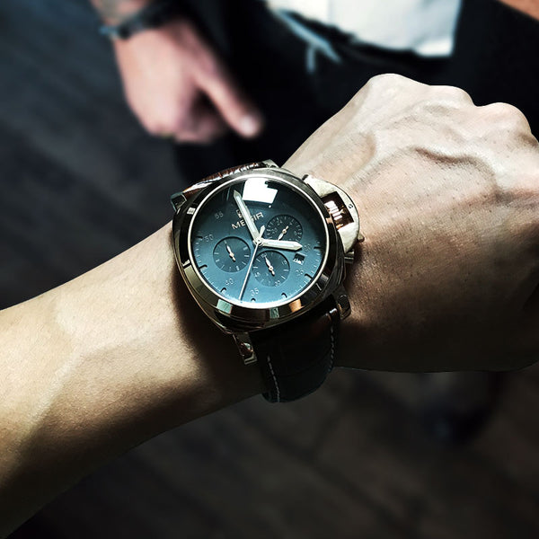 Megir 3006 mens fashion quartz watch waterproof wristwatch genuine leather strap watches man free shipping